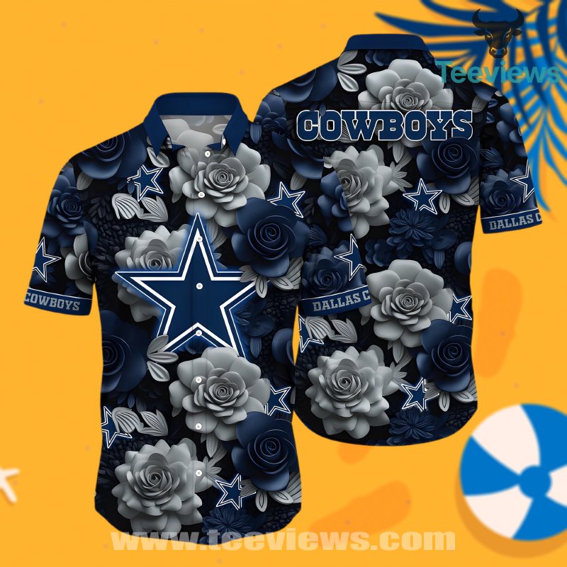 Dallas Cowboys Floral Blue Unisex Hawaiian Shirt With Chrysanthemum Design Dallas Cowboys Floral Blue Unisex Hawaiian Shirt With Chrysanthemum Design