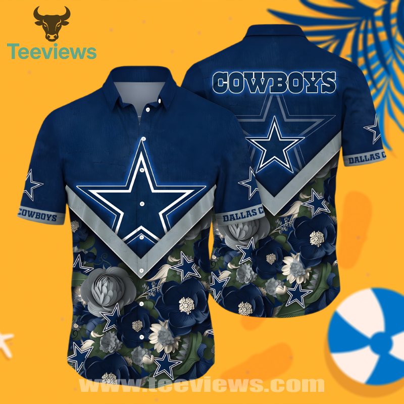 Dallas Cowboys Frangipani Floral Blue Cute Hawaiian Shirt For Beach Style Dallas Cowboys Frangipani Floral Blue Cute Hawaiian Shirt For Beach Style