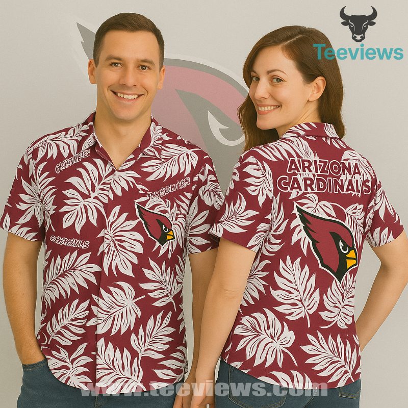Monstera Leaves Red Arizona Cardinals Hawaiian Button Up Monstera Leaves Red Arizona Cardinals Hawaiian Button Up